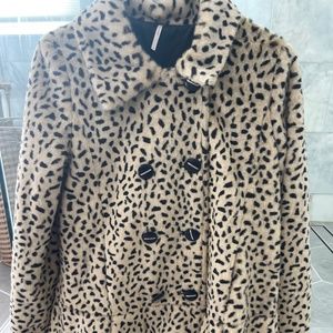 Free People Faux Fur Leopard coat